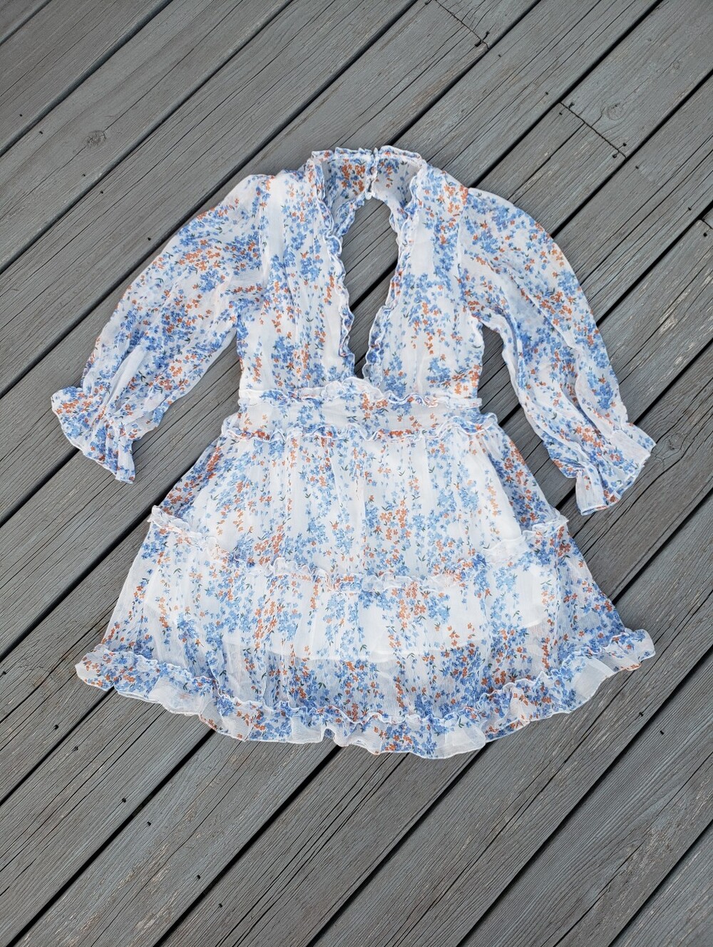 Floral Ruffled Mini Dress - Size Medium